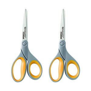 westcott 13901 8-inch titanium scissors for office and home, yellow/gray, 2 pack