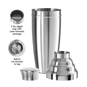 OGGI Jumbo Cocktail Shaker 60 oz - Stainless Steel Construction, Built in Strainer - Ideal Large Cocktail Shaker for Parties, Mixes 12 Martinis