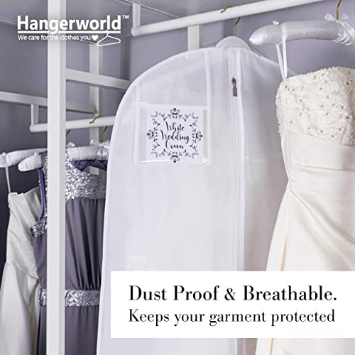 HANGERWORLD 72inch Breathable Wedding Gown Long Dress Hanging Garment Bag for Closet Storage (White)