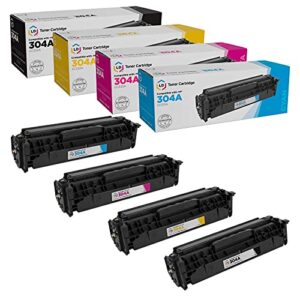 ld products remanufactured toner cartridge replacements for hp 304a (cc530a black, cc531a cyan, cc533a magenta, cc532a yellow 4-pack) for color laserjet cm2320n, cm2320nf, cp2025dn, cp2025n, cp2025x
