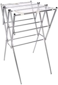 household essentials 5127 collapsible expandable metal clothes drying rack – dry wet laundry indoors – satin silver