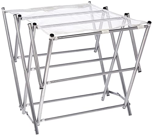 Household Essentials 5127 Collapsible Expandable Metal Clothes Drying Rack - Dry Wet Laundry Indoors - Satin Silver