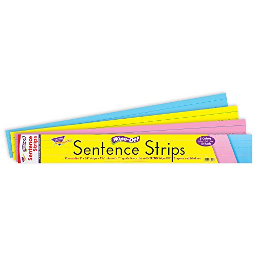 TREND enterprises, Inc. T-4002 24" Multicolor Wipe-Off Sentence Strips, 30 Per Pack