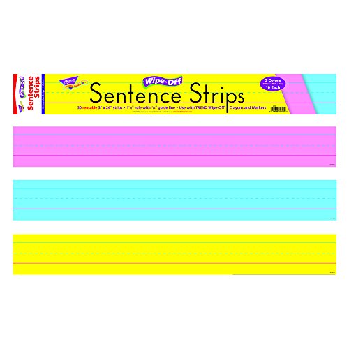 TREND enterprises, Inc. T-4002 24" Multicolor Wipe-Off Sentence Strips, 30 Per Pack