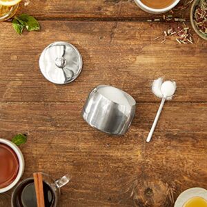 RSVP International Stainless Steel Sugar Bowl Container with Lid and 4.5" Spoon, 8 oz Capacity