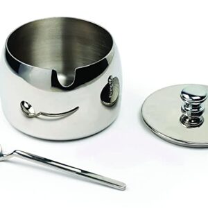 RSVP International Stainless Steel Sugar Bowl Container with Lid and 4.5" Spoon, 8 oz Capacity