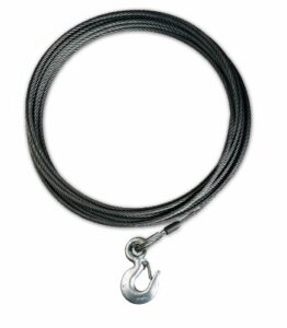 warn 23678 winch accessory: industrial grade steel cable wire rope with hook, 7/16″ diameter x 100′ length, 20,400 lb capacity