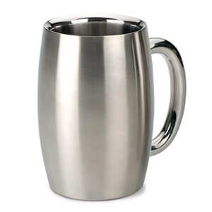 rsvp international brushed stainless steel barware collection, double wall beer mug