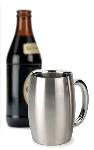 RSVP International Brushed Stainless Steel Barware Collection, Double Wall Beer Mug