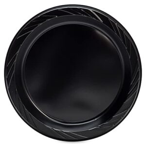 Genuine Joe Round Plastic Black Plates, 9" (Pack of 125)