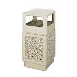 safco products canmeleon outdoor/indoor aggregate panel trash can 9472tn, tan, natural stone panels, outdoor/indoor use, 38-gallon capacity