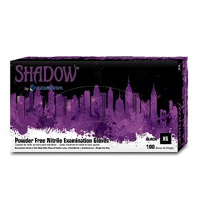 adenna shd935 shadow 6 mil nitrile powder free exam gloves (black, medium) box of 100