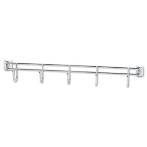 Alera Hook Bars For Wire Shelving, 5 Hooks, 24" Deep, Silver, 2 Bars/Pack