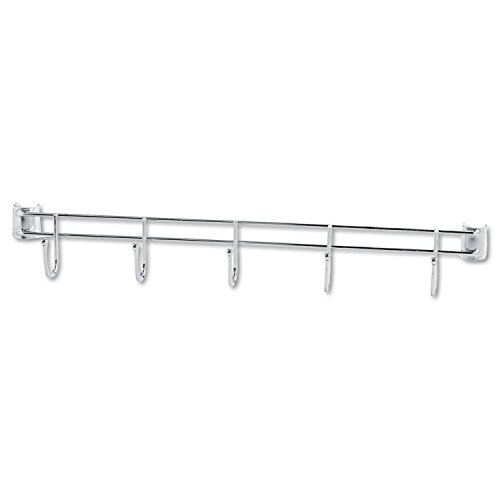 Alera Hook Bars For Wire Shelving, 5 Hooks, 24" Deep, Silver, 2 Bars/Pack