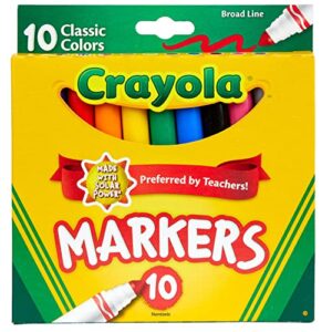 crayola broad line markers, classic colors 10 each, 10 count (pack of 1)