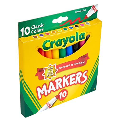 Crayola Broad Line Markers, Classic Colors 10 Each, 10 Count (Pack of 1)