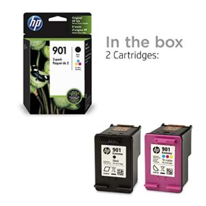 HP 901 | 2 Ink Cartridges | Black, Tri-color | Works with HP OfficeJet 4500, J4500 series, J4680 | CC653AN, CC656AN
