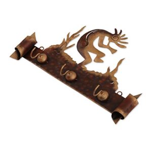 NOVICA Southwest Theme Iron Wall Mounted Coat Hanger, Kokopelli Serenade'