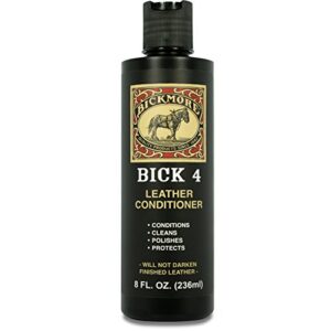 bick 4 leather conditioner and leather cleaner 8 oz – will not darken leather – safe of leather apparel, furniture, jackets, shoes, auto interiors, bags & all other leather accessories