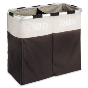 Whitmor Easycare Double Laundry Hamper - Lights and Darks Separator - Espresso