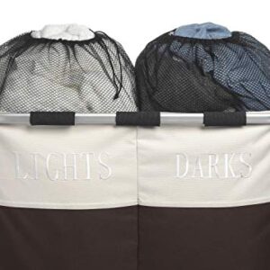 Whitmor Easycare Double Laundry Hamper - Lights and Darks Separator - Espresso