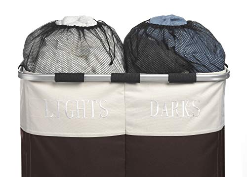 Whitmor Easycare Double Laundry Hamper - Lights and Darks Separator - Espresso