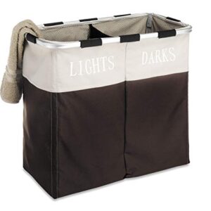 Whitmor Easycare Double Laundry Hamper - Lights and Darks Separator - Espresso