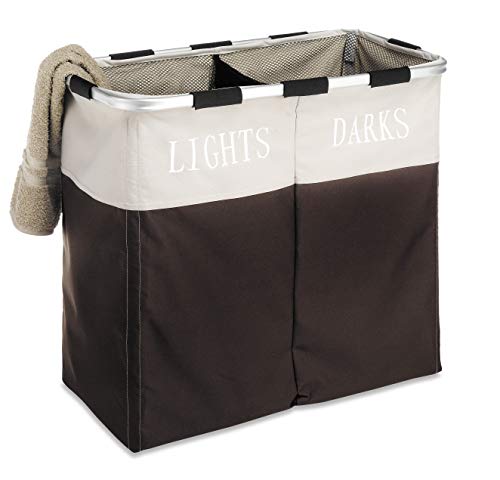 Whitmor Easycare Double Laundry Hamper - Lights and Darks Separator - Espresso