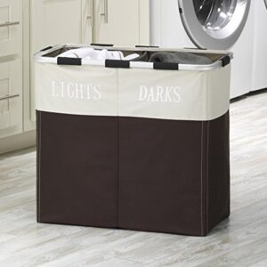 Whitmor Easycare Double Laundry Hamper - Lights and Darks Separator - Espresso