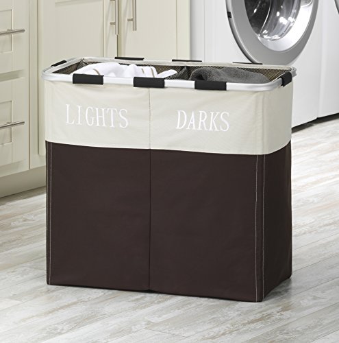 Whitmor Easycare Double Laundry Hamper - Lights and Darks Separator - Espresso