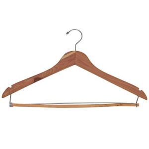 cedarfresh 26340 red cedar wood clothes hangers | locking trouser bar and swivel hook | set of 4