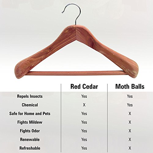 CedarFresh 26340 Red Cedar Wood Clothes Hangers | Locking Trouser Bar and Swivel Hook | Set of 4