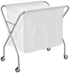 whitmor 3 section laundry sorter – collapsible with heavy duty wheels