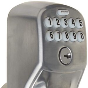 SCHLAGE FE575 PLY 626 ELA Plymouth Keypad Entry with Auto-Lock and Elan Levers, Brushed Chrome