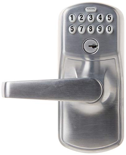 SCHLAGE FE575 PLY 626 ELA Plymouth Keypad Entry with Auto-Lock and Elan Levers, Brushed Chrome