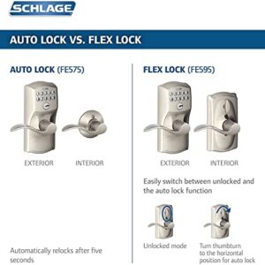 SCHLAGE FE575 PLY 626 ELA Plymouth Keypad Entry with Auto-Lock and Elan Levers, Brushed Chrome