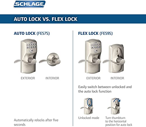 SCHLAGE FE575 PLY 626 ELA Plymouth Keypad Entry with Auto-Lock and Elan Levers, Brushed Chrome