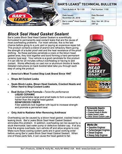 Bar's Leaks 1100 Head Gasket Repair - 20 oz.