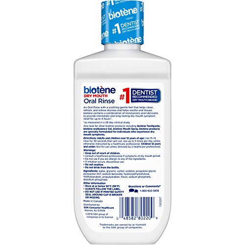 Biotene Fresh Mint Moisturizing Oral Rinse Mouthwash, Alcohol-Free, for Dry Mouth, 8 ounce