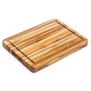 teakhaus edge grain cutting/serving board w/hand grip + juice canal (rectangle) | 16″ x 12″ x 1.5″