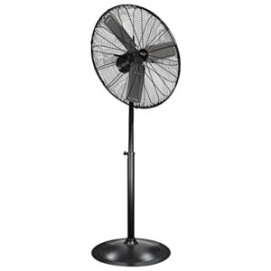 comfort zone czhvp30 30” high-velocity 3-speed industrial pedestal fan with aluminum blades and adjustable height, black