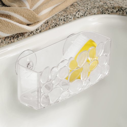 iDesign Pebblz Kitchen Sink Suction Holder for Sponges, Scrubbers, Soap - Clear