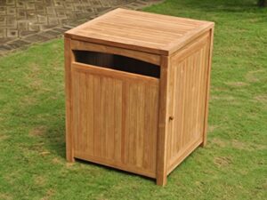new grade a teak wood waste trash can box utility receptacle with ashtray #whaxtb