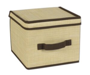 household essentials 310 small resin-wicker storage box with flap lid