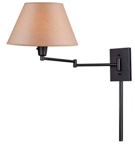 kenroy home 30110blkp simplicity wall swing arm lamp with matte black finish, modern style, 14″ height, 15.5″ width, 25″ depth