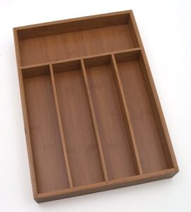 lipper international 8876 bamboo wood flatware organizer with 5 compartments, 10.375 x 14.25 x 2