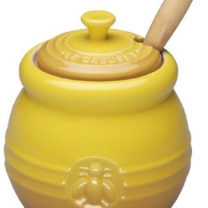 Le Creuset Stoneware Honey Pot with Silicone Dipper, 16 oz., Dijon