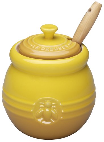 Le Creuset Stoneware Honey Pot with Silicone Dipper, 16 oz., Dijon