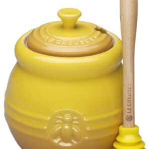 Le Creuset Stoneware Honey Pot with Silicone Dipper, 16 oz., Dijon