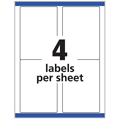 Avery Shipping Address Labels, Inkjet Printers, 100 Labels, 3-1/2 x 5, Permanent Adhesive, TrueBlock (8168), White